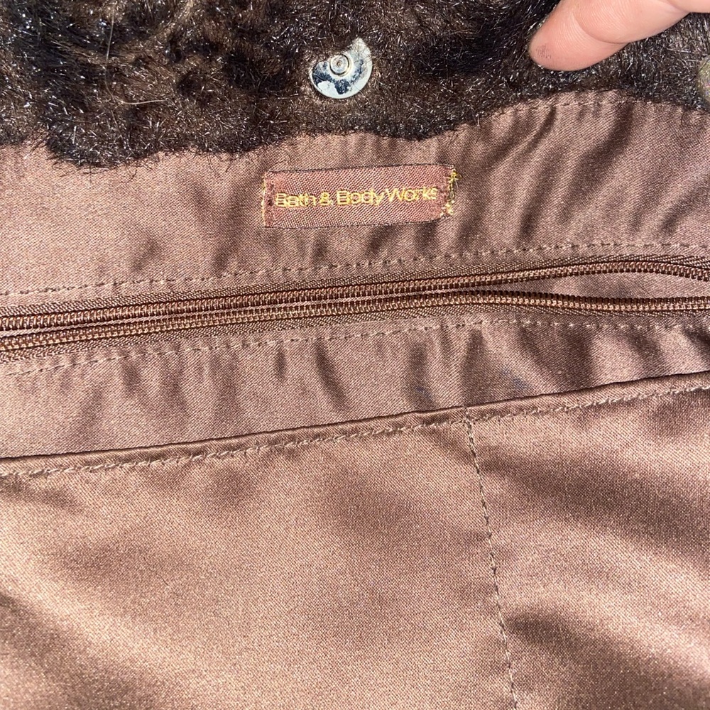 VTG RARE - Large Dark Brown Faux Fur & Leather Shoulder Bag - Picture 3 of 12
